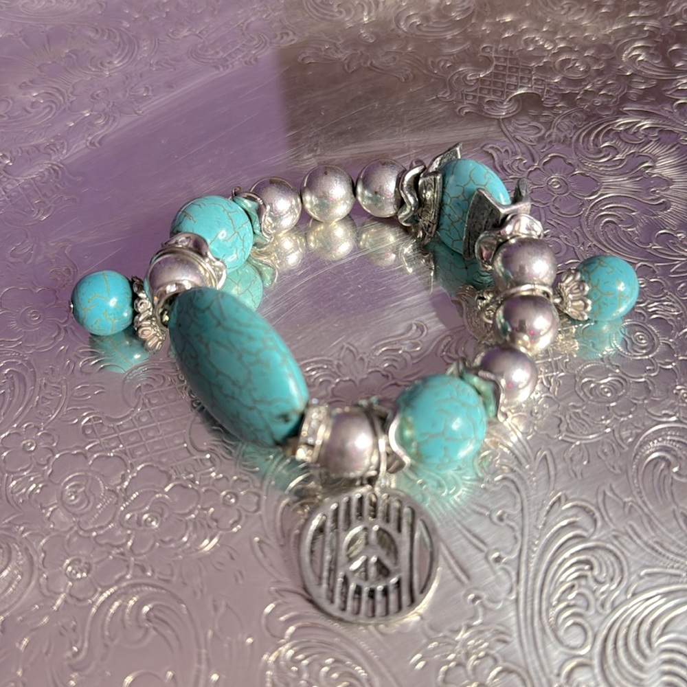 ❤️ Bracelet Imitation turquoise with  charms